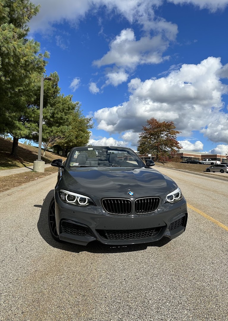Dark gray BMW 2 Series convertible detailed